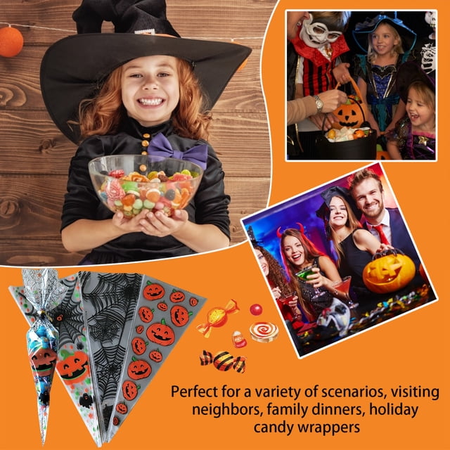 Less Than 5 Home Textile Storage 100PCS Food Bag Halloween Christmas Candy Bag Ice Cream Snack Packaging Pouchs