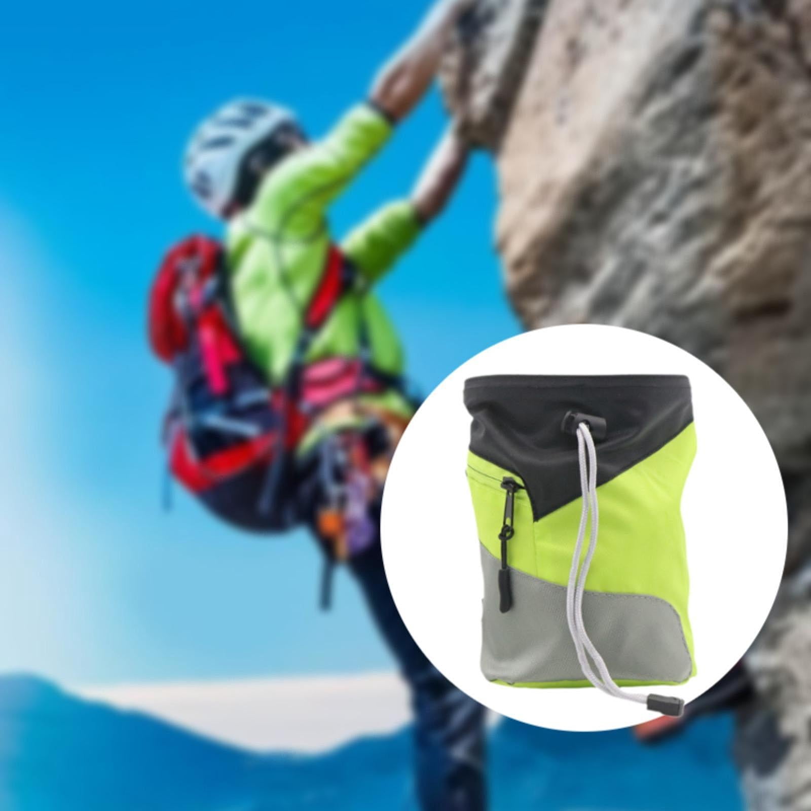 Baoblaze Chalk Bag for Rock Climbing Chalk Carrier Bag Lightweight Waist Belt with Zipper Grey Green