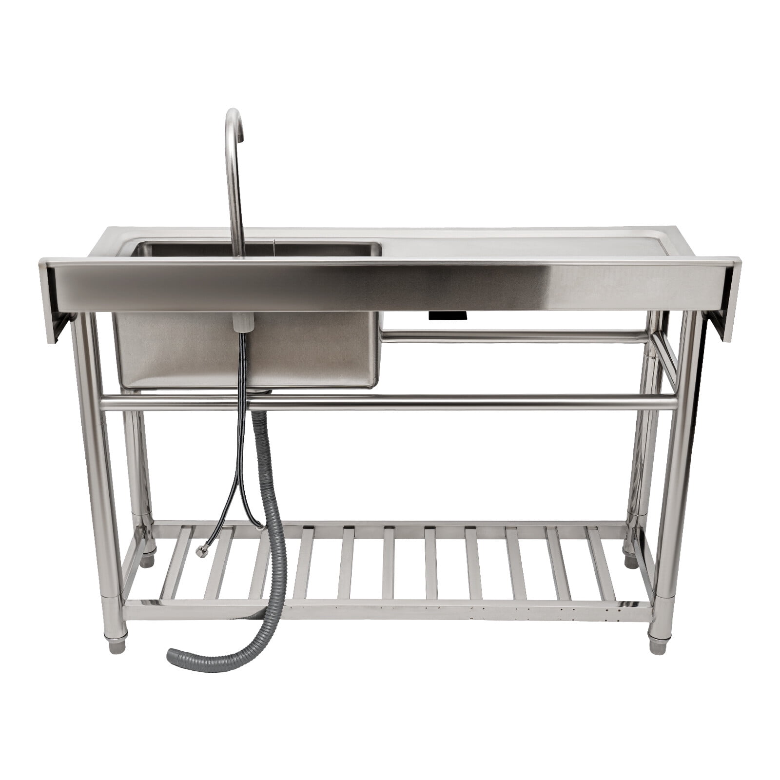 Miumaeov Commercial Sink Stainless Steel Kitchen Utility Sink 1 Compartment Sink with Prep Table
