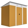 thumbnail image 1 of Outsunny 7' x 4' Outdoor Storage Shed w/ Sliding Doors, Yellow, 1 of 10