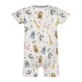 thumbnail image 4 of Baby African Jungle Safari Animals Baby Boy Romper Zebra Lion Hippo Giraffe Elephant Floral Leaves Checkered Short Sleeve Crewneck Jumpsuit Floral Leaves Plaid One Piece Infant Summer Outfit, 4 of 6