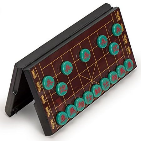 Jeu d'Échecs Chinois Yellow Mountain Imports (Xiangqi) Magnétique de Voyage avec Plateau de 12.75 Pouces et Pièces de Jeu en Jade
