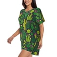 thumbnail image 2 of Kdxio Cactus 1 Print Pajamas Sets for Women Short-Sleeved Pjs with Lounge Shorts Two Piece Sleepwear S-4XL, 2 of 8