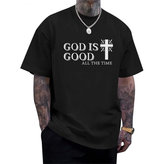 100% Cotton God is Good Shirt Christian Jesus Cross T Shirts for Men Religious Faith Inspirational Vintage Oversized Graphic Tees Tops Tee Golf Gift T-Shirt For Men and Women
