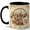 Black, variant on Sewing Basket Coffee Mug, Watercolor Vintage Thread, Scissors and Roses Design, 11 oz Ceramic Cup