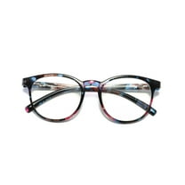 1 Pair Ladies Womens Round Big Frame Blue Light Blocking Reading Glasses Spring Hinge Readers  1.75