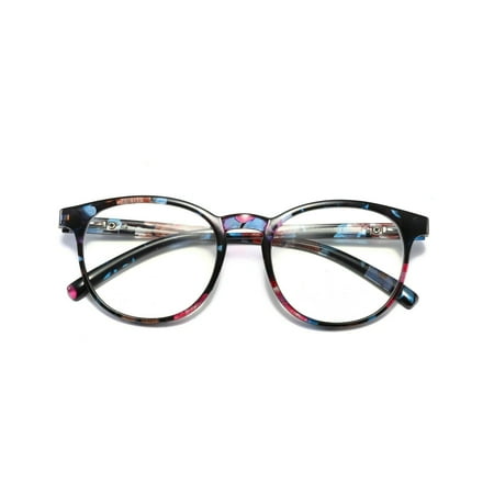 1 Pair Ladies Womens Round Big Frame Blue Light Blocking Reading Glasses Spring Hinge Readers +0.75