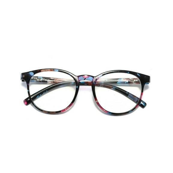 1 Pair Ladies Womens Round Big Frame Blue Light Blocking Reading Glasses Spring Hinge Readers 0.75