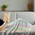thumbnail image 3 of Pastel Soft Flannel Fleece Blanket, Vertically Striped Pattern Different Colored Straight Lines Classical Old Fashioned, Cozy Plush for Indoor and Outdoor Use, 60" x 80", Multicolor, by Ambesonne, 3 of 5