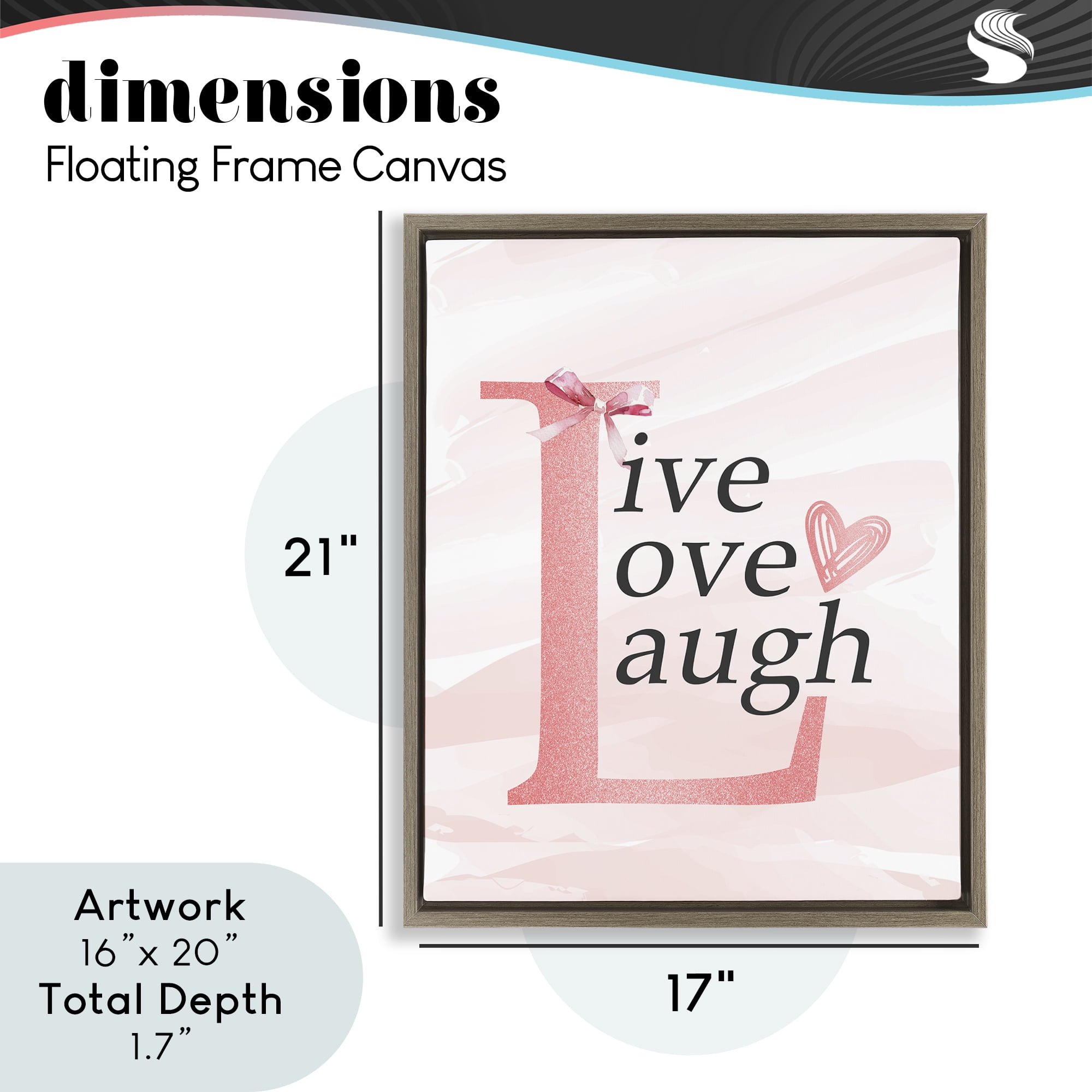 Live Love Laugh Pastel Brown Framed Floater Canvas Wall Art, design by Kim Allen