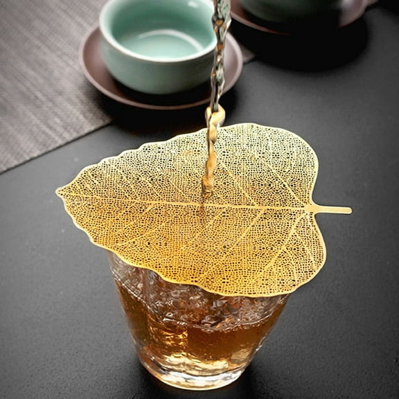 MUSEYA 3Pcs Golden Leaf Shape Tea Strainer Filter for Home Use