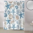 thumbnail image 5 of Fabric Shower Curtain, Summer Ocean Blue and Brown Starfish Seashell Coral Shower Curtains with 12 Hooks Waterproof Machine Washable Bath Curtains for Bathroom, 72 x 96in, 5 of 6