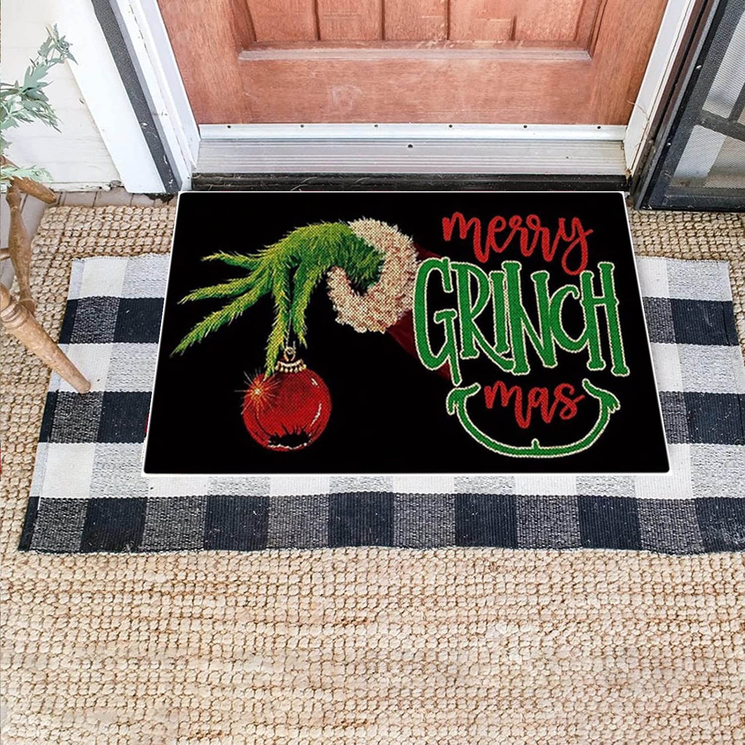 Christmas Door Mat Indoor Outdoor Entry Way Doormat for Front Door Patio  Non Slip Entrance Door Mats Xmas Holiday Decor, 24x16 Inch