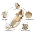 thumbnail image 2 of ADAMUMU Girls Low Heel Shoes PU Princess Dress Up Shoes Sweet Bow Slip on Flat Mary Jane Shoes for Wedding Party Birthday Gold Size 11, 2 of 4