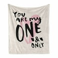 thumbnail image 1 of One and Only Saying Soft Flannel Fleece Throw Blanket, Hand Written Text in Nude Tones Romantic Love Theme, Cozy Plush for Indoor and Outdoor Use, 50" x 60", Pale Pink Charcoal Grey, by Ambesonne, 1 of 6