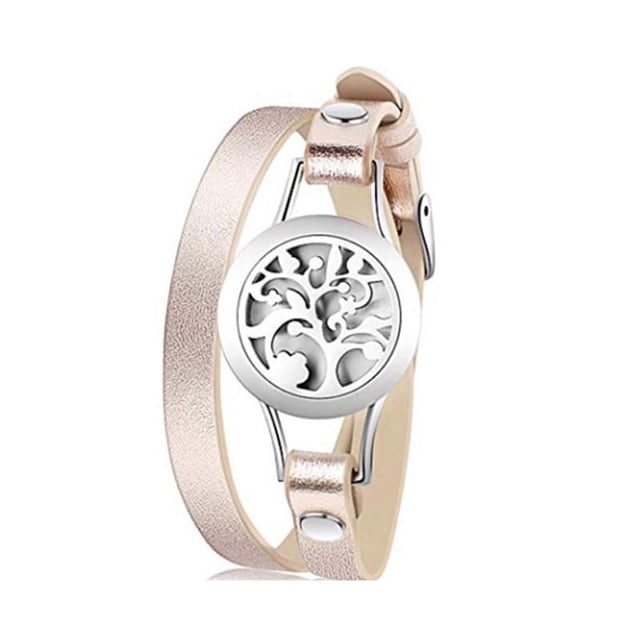 Pulsera difusora de aceite esencial, pulsera de aromaterapia, joyería de acero inoxidable con medallón de cuero con 8 almohadillas de repuesto lavables, regalos de cumpleaños para mujeres, novia, madre, hermana, tía MFZFUKR HMHZ586