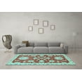 thumbnail image 3 of Ahgly Company Indoor Round Oriental Light Blue Traditional Area Rugs, 5' Round, 3 of 4