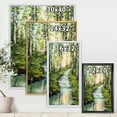 thumbnail image 5 of River Through Green Birch Forest 16 in x 32 in Framed Painting Canvas Art Print, by Designart, 5 of 5