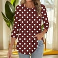 thumbnail image 6 of Staron Women's Casual T-Shirt Printed Round Neck 3/4 Sleeve Loose Fit Top, Red XXL, 6 of 7