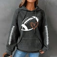 thumbnail image 2 of FAVIPT Women' Football Lover Casual Waffle Hoodie,Waffle Knit Hoodie for Women Game Day Sweatshirt Oversized Graphic Long Sleeve Sweater Football Season Pullover 2024 Dark Gray,XXL, 2 of 4