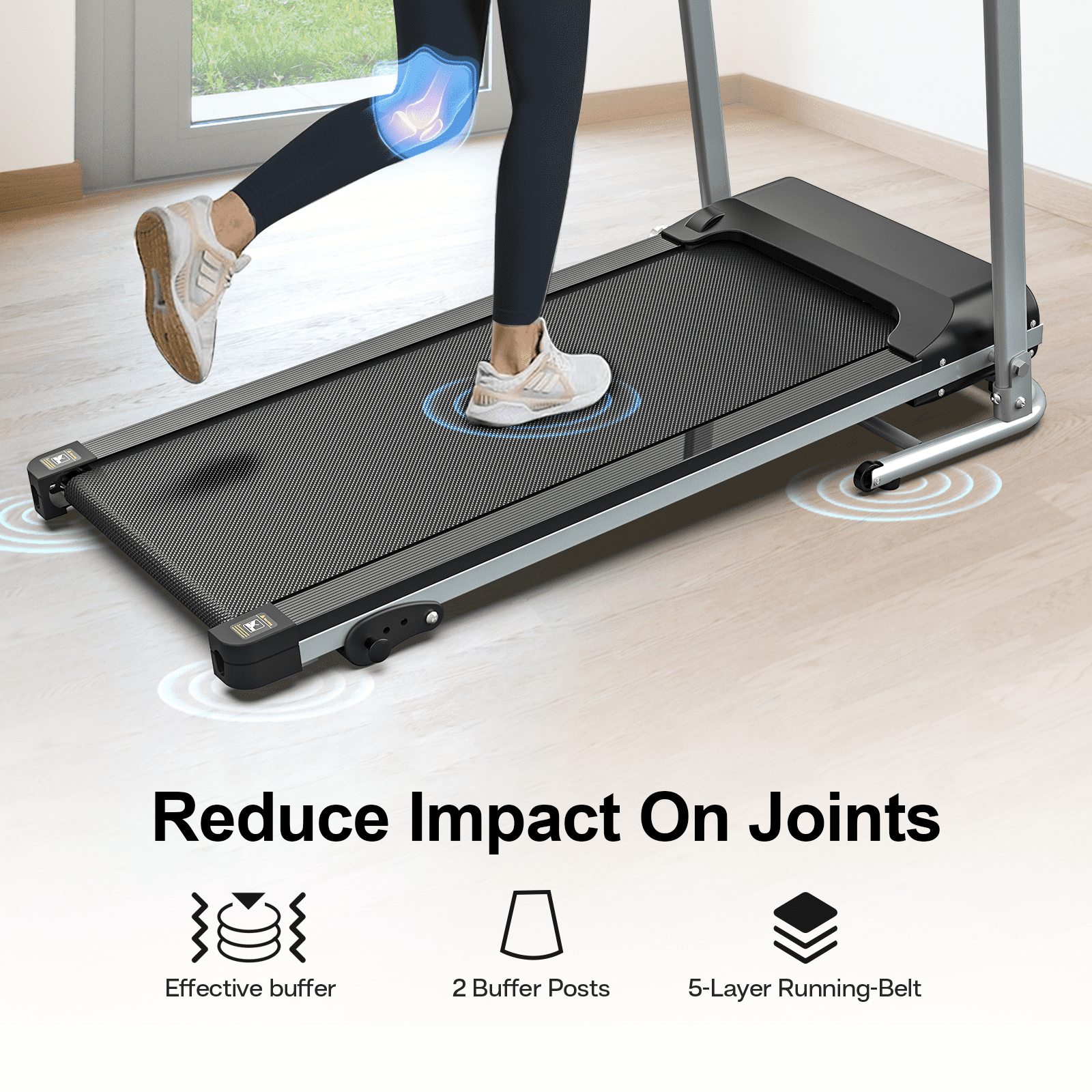 Aukfa Folding Treadmill for Home, Electric Running Walking Treadmill with Incline, 265 lbs Capacity, 7.5 MPH, Black
