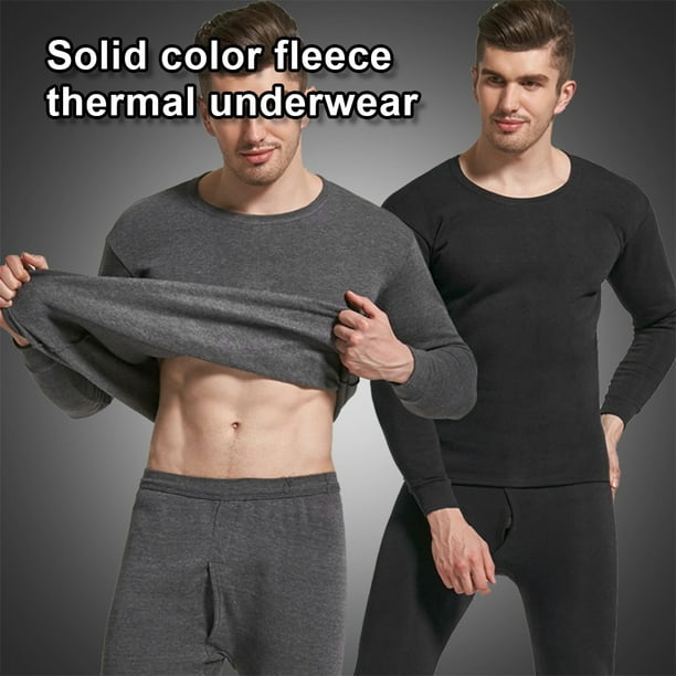 Man Thermal Underwear Thicken Velvet Neck Undershirt Inner Long Sleeve  Autumn Winter School Outdoor Inner Wear Tops Bottom Suit for Male Black 4XL