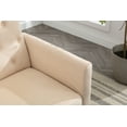 thumbnail image 5 of Modern Velvet Accent Armchair with Ottoman, Button Tufted Upholstered Reading Chair with Adjustable Armrests & Backrest, Recliner Chair with Metal Golden Legs for Living Room & Bedroom, Beige, 5 of 7