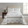 thumbnail image 2 of Modern Heirloom Heather Bedspread Queen White Green Quilted Embroidered Cotton, 2 of 3