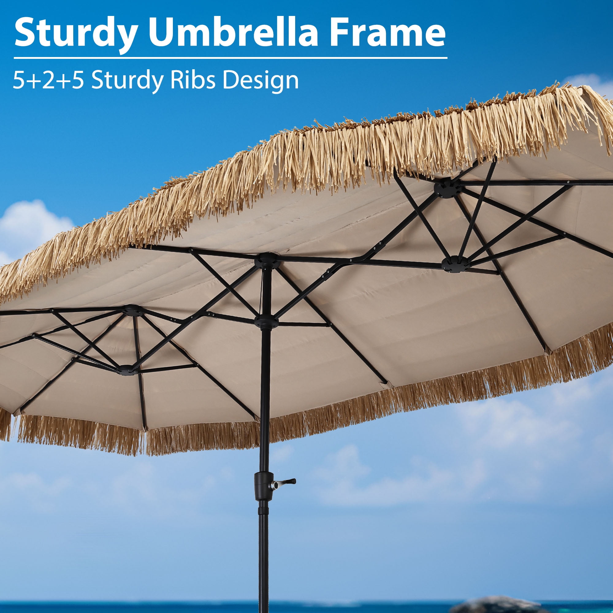 Autlaycil 13 ft Hawaiian Thatched Tiki Umbrella for Outdoor, Pool, Patio, Beach