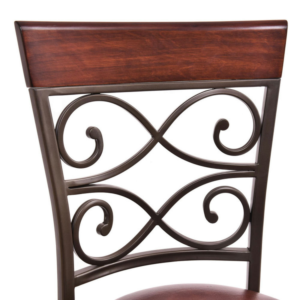 Demi Bonn 30" 2 Pieces 360 Degree Swivel Bar Stools with Leather Padded Seat, Modern Dining Chair with Backrests, Brown