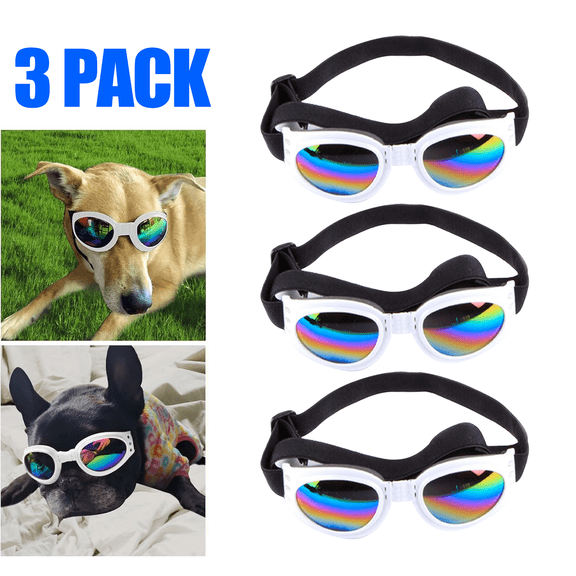 3PCS Pet Dog Goggles Protection  Doggles Sunglasses for Small Medium Breeds White