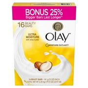 Olay Ultra Moisture with Shea Butter Beauty Bars, 16 Count, 5 Oz