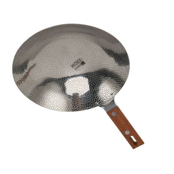 Ccdes Non Stick Wok Pan 304 Stainless Steel Deep Stir Fry Pan with Wood Handle