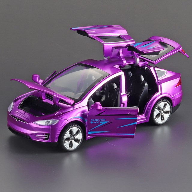 1:32 simulación tesmodelx modelo de coche de aleación modelo de puerta abierta sonido y luz tire hacia atrás juguetes para niños