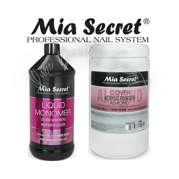 Mia Secret Liquid Monomer 32 oz & Cover Almond 1.5 lb