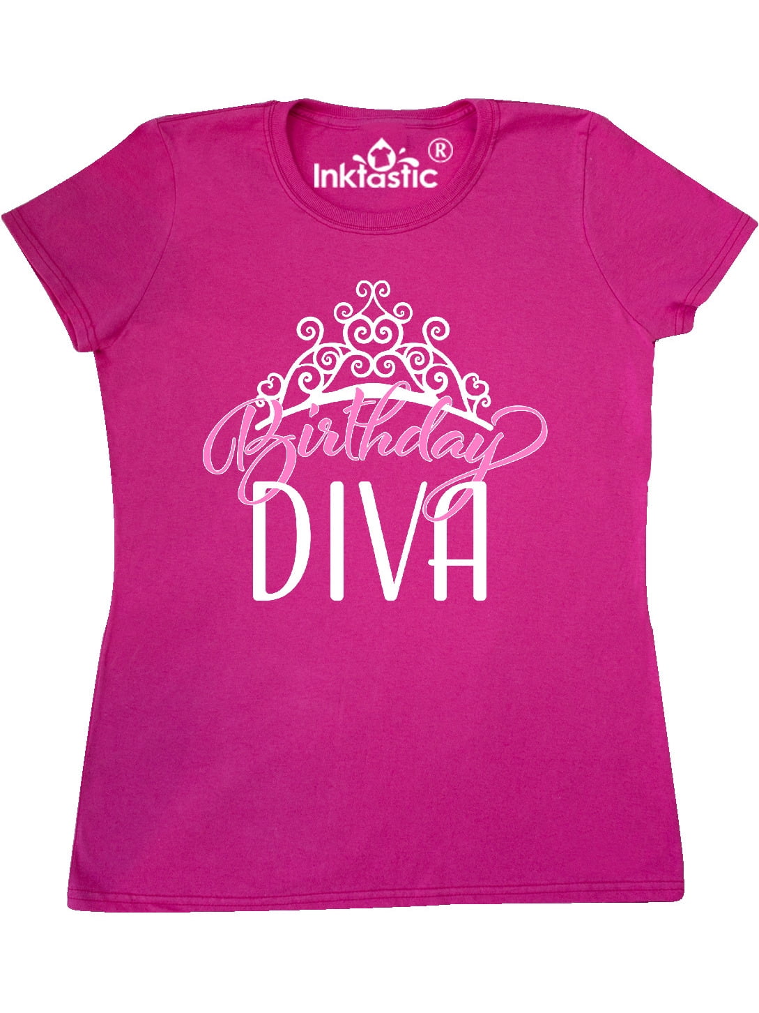 INKtastic - Birthday Diva in Pink with Tiara Women's T-Shirt - Walmart.com - Walmart.com