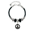 thumbnail image 2 of Delight Jewelry Acrylic Small Black Peace Sign Best Friend Celtic Knot Leather Bead Bracelet, 7"+2" Extender, 2 of 4
