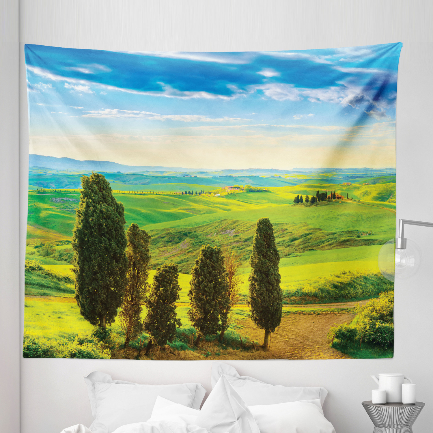 Country Tapestry, Rural Sunset in Italy Countryside with Trees Fresh ...