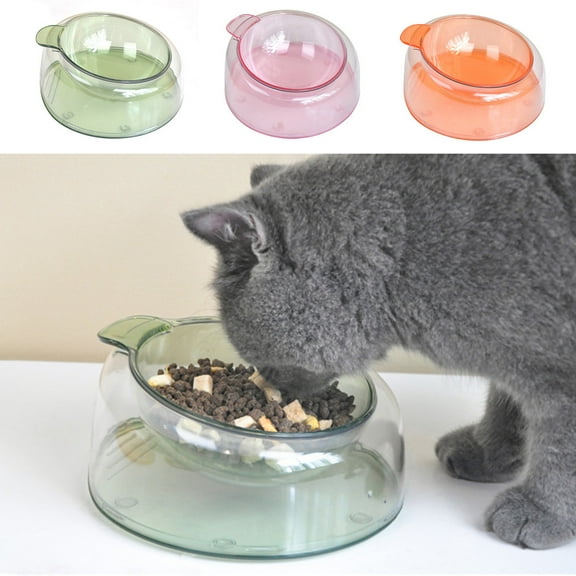 Meidiya Clear Raised Cat Bowls,Slanted Cat Dish Food or Water Bowls,Detachable Elevated Pet Feeder Bowl Protect Cat's Spine,Pet Supplies