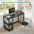thumbnail image 4 of Computer Desk 40 inches with 2-Tier Shelves Sturdy Home Office Desk with Large Storage Space Modern Gaming Desk Study Writing Laptop Table, Black Marbling (Black Marbling, 40), 4 of 14