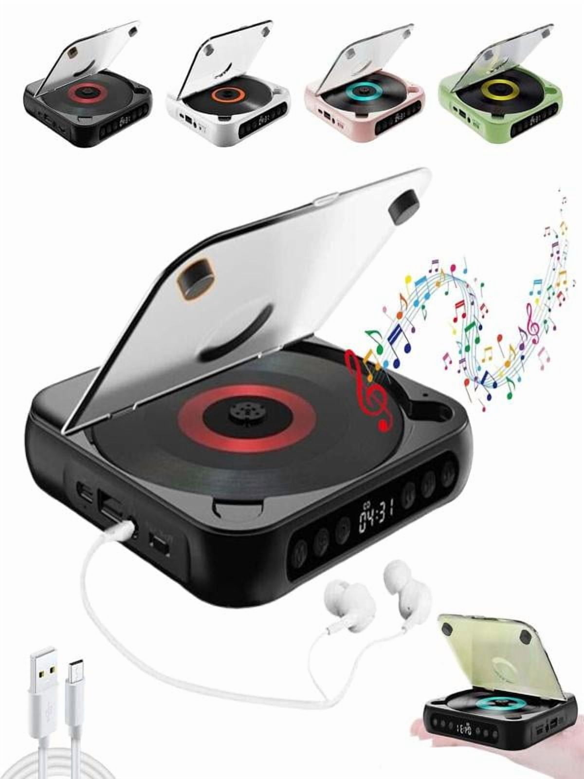 Portable Bluetooth CD Player with HiFi Sound & LCD Screen | Rechargeable Compact CD Player with Timer AUX/USB Support | 2000mAh Battery Home Car Travel Music Player (280g/0.62lb)​