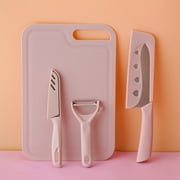 XYAIYT Portable Kitchen Knife Set with Chopping Board,Fruit Knife,Scissors Paring Knife in Stainless Steel for Easy Cooking and Cleaning(Pink,Type1)