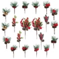 thumbnail image 1 of Artificial Christmas Pine Picks, Faux Pinecone Assorted 20 Pcs, Pine Needle Red Berry Wreath Holly Leaves Picks, Decoration Accessory for Christmas Tree, Dinner Table, Gift Packing, Xmas Décor, 1 of 7