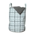 thumbnail image 1 of Blue Laundry Bag, Square Patterns with Wavy Lines Spring Picnic Inspired Image, Hamper Basket with Handles Drawstring Closure for Laundromats, 13" x 19", Almond Green Slate Blue, by Ambesonne, 1 of 4