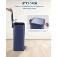 thumbnail image 5 of 8 Gallon Stainless Steel Kitchen Trash Can - Step-On, Soft Close Lid, Removable Inner Bucket, Fingerprint Resistant, Square Garbage Bin for Home, Office, Bathroom - Navy Blue, 5 of 8