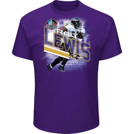 Ray Lewis Baltimore Ravens Majestic NFL Hall of Fame Inductee Player Illustration T-Shirt - (Best Players Not In Nfl Hall Of Fame)