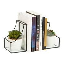 Mind Reader Decorative Bookends, Contemporary, Books, Magazines, Office Decor, Office, Metal, Set of 2, Gold