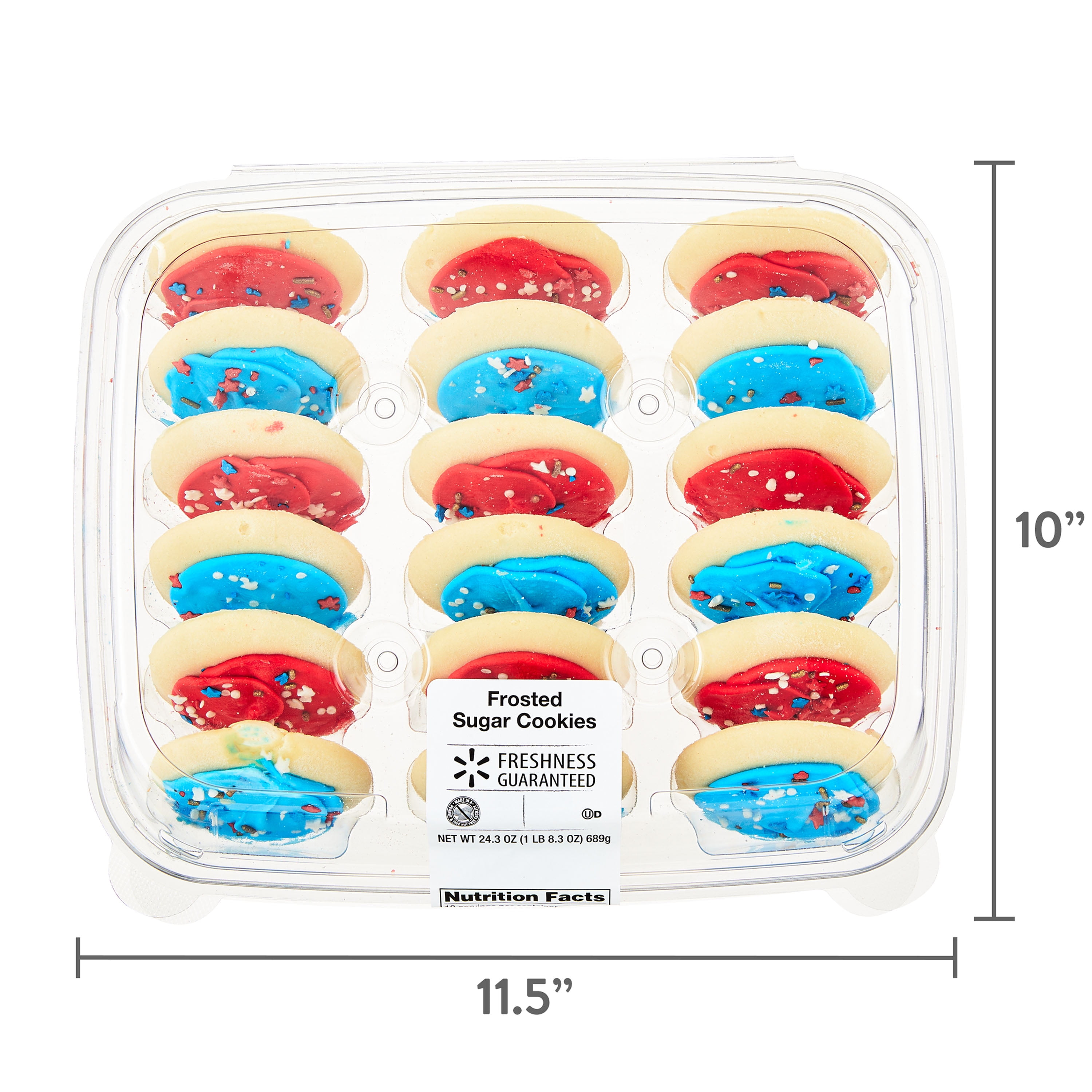 Freshness Guaranteed, Frosted Sugar Cookies, Blue and Red, 24.3 oz, 18 Count