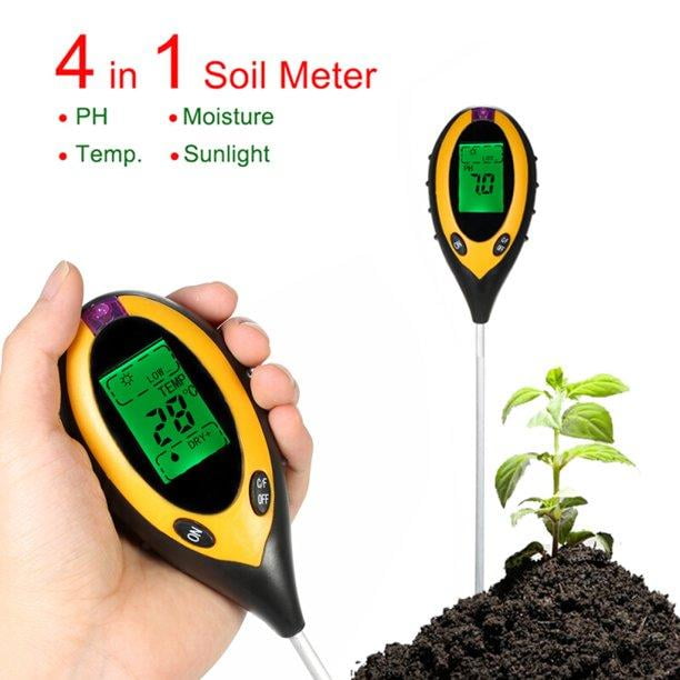 Professional 4 In1 LCD Temperature Sunlight Moisture PH Garden Soil Tester Meter