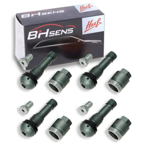 4 pc Huf TPMS Sensor Service Kits compatible with BMW 335i xDrive 2009-2012 - 43Mm Grey Finish